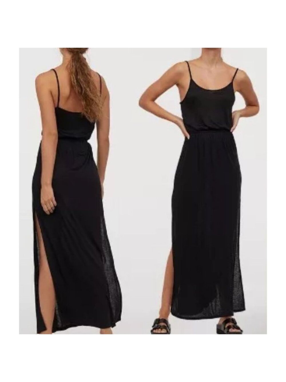H&M Divided Maxi Dress With Side Slits Hunter Green